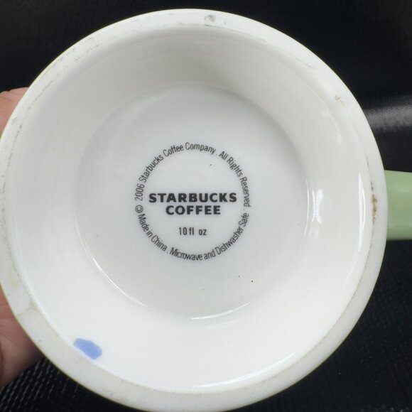 Starbucks Nurturing White Green Floral 10oz Coffee Cup Mug Set 2 Mugs Cups VTG - Picture 5 of 13